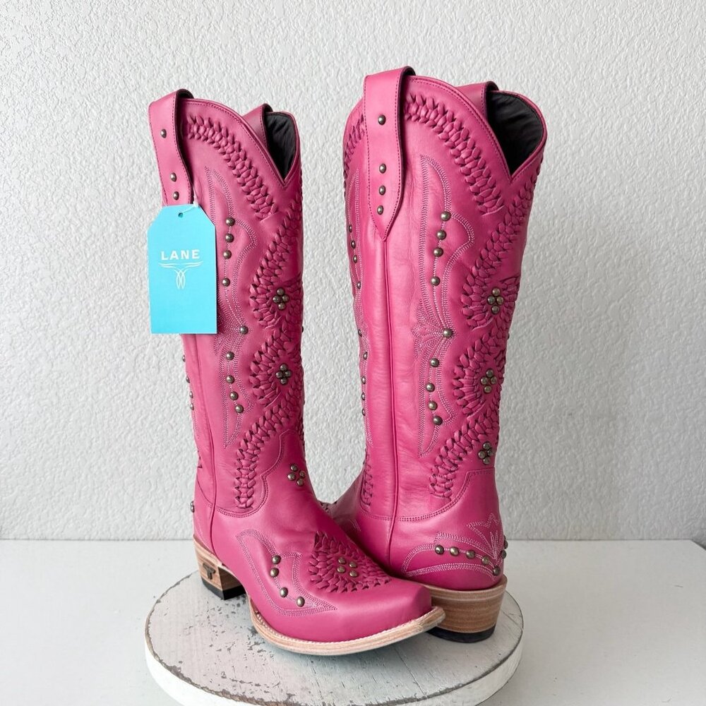 Lane COSSETTE Hot Pink Cowboy Boots Western Tall Snip Toe Size 9.5 - Picture 14 of 14